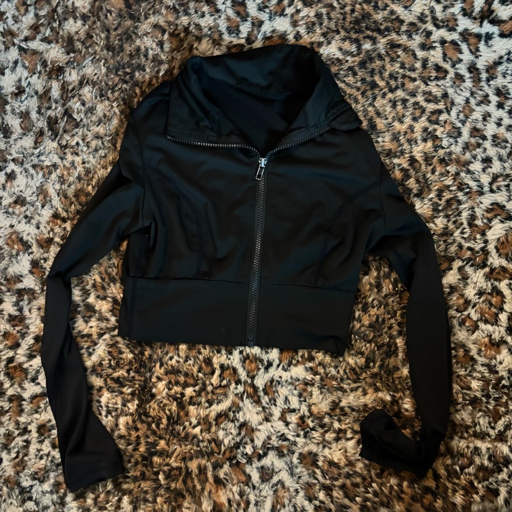 Black Zip-Up Cropped Jacket